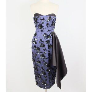 Michael Kors Collection sz 6 dress embellished strapless midi navy black $7595
